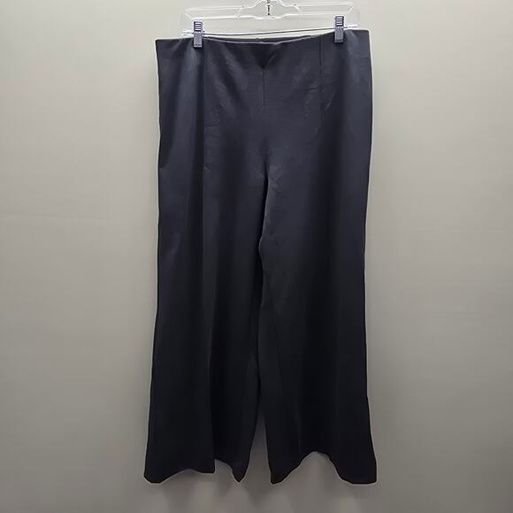 Chico's Pull-On Cropped Wide Leg Pants Stretch Tummy Control Dark Gray SZ 2 US L - Picture 1 of 5